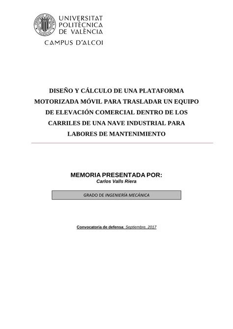 Pdf Dise O Y C Lculo De Una Plataforma Motorizada M Vil Dokumen Tips