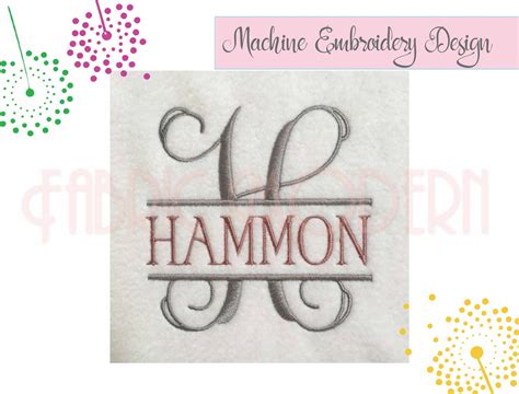 Vine Split Monogram Embroidery Font Extra Fancy Fits In 4x4 Etsy