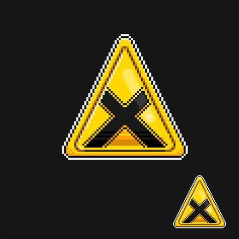 Premium Vector Yellow Triangle Cross Sign In Pixel Art Style