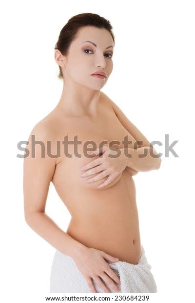 Side View Naked Woman Wrapped Towel Stock Photo Shutterstock