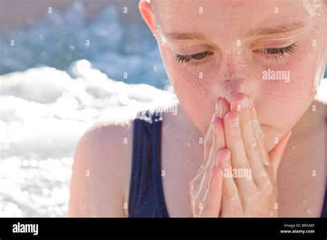 Girl In Hot Tub Stock Photo Alamy