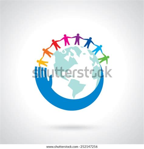 Earth Globe People Teamwork Concept Stock Vector Royalty Free 252147256