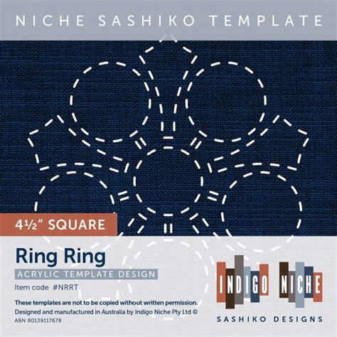 Sashiko Template Interlocking Circles Indigo Niche