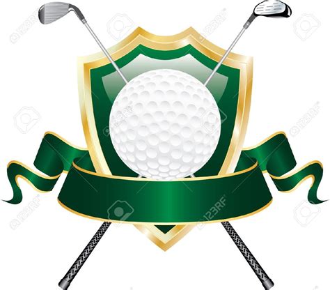 Vector Design For Golf Award With Shield And Blank Banner Golf Green