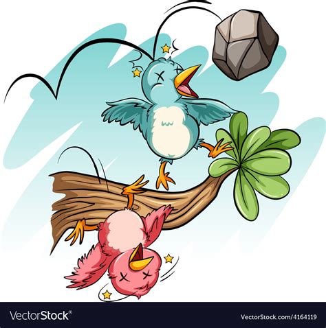 Birds Hit By The Stone Royalty Free Vector Image