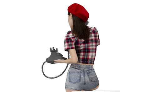 3d Scanned Woman With Retro Phone 3d Model Renderbot