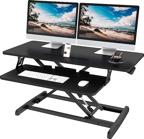 Lubvlook Standing Desk Converter Cm Wide Height Adjustable Sit