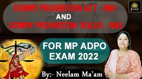 Dowry Prohibition Act 1961 And Dowry Prohibition Rules 1985 For Mp