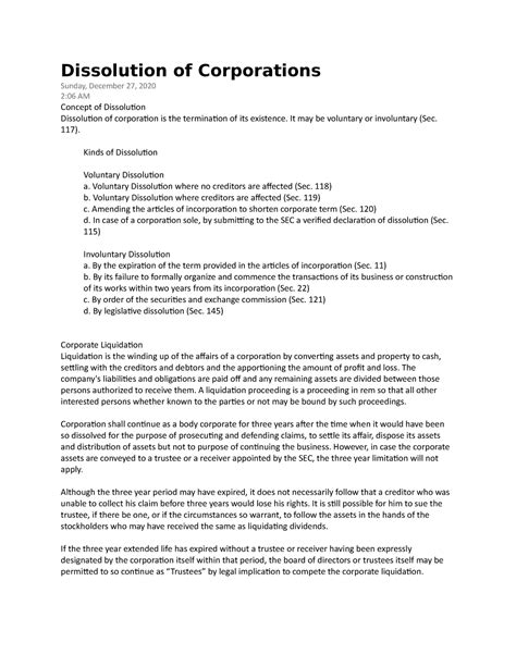 Dissolution Of Corporations Dissolution Of Corporations Sunday