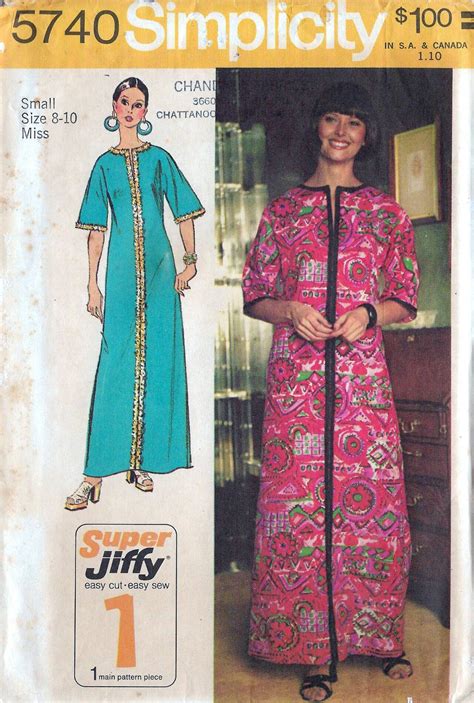 70s Simplicity Caftan Dress Sewing Pattern 5740 Bust 315 325 Inches