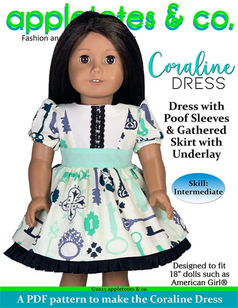 Coraline Dress 18 Inch Doll Sewing Pattern Appletotes And Co