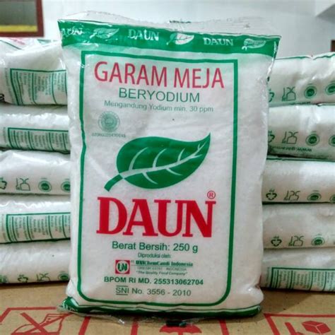 Jual Garam Meja Beryodium Cap Daun 250 Gram Shopee Indonesia