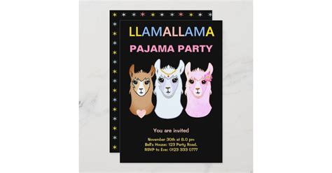 Invitación Del Fiesta De Pijama De La Llama Zazzle Es