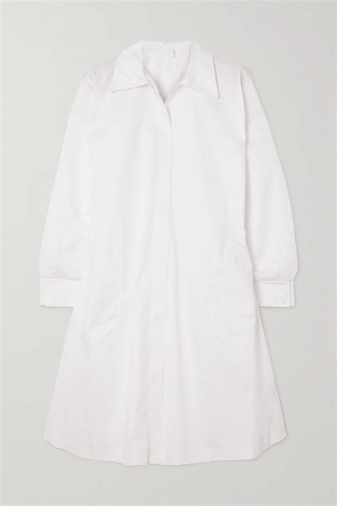 Buy Norma Kamali Belted Cotton Poplin Shirt Dress White At 70 Off