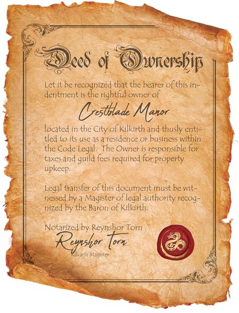 Deed Of Ownership Template