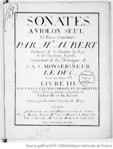 Sonates Violon Seul Et Basse Continue Livre Iii Nouvelle Dition