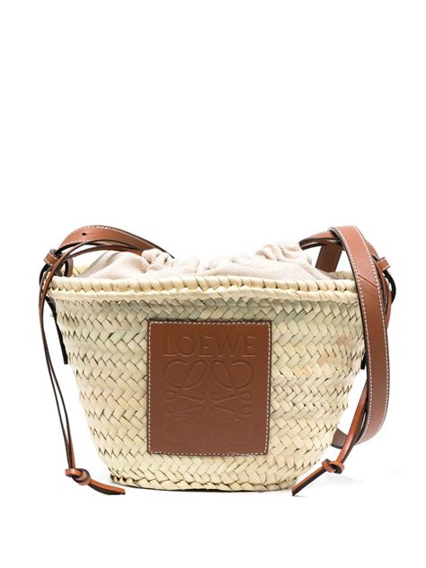 Loewe Anagram Interwoven Raffia Bucket Bag Neutrals Farfetch