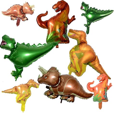 8pcs Dinosaur Foil Balloons Dinosaur Aluminum Mylar Helium Balloons For Dinosaur