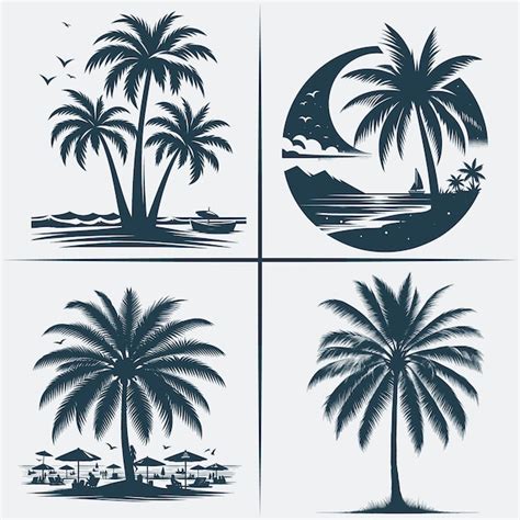 Palm Tree Svg Vector Silhouette Bundle File Premium Ai Generated Vector