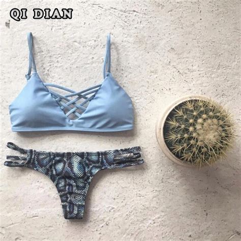 Qi Dian Bikinis Sexy Bandage Women Swimsuit Push Up Swimwear