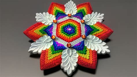 Multicolored Rangoli Designs For Diwali Kali Chaudas Rangoli Happy