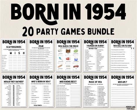 70th Birthday Party Games Bundle Born In 1954 Games 70th Birthday Games