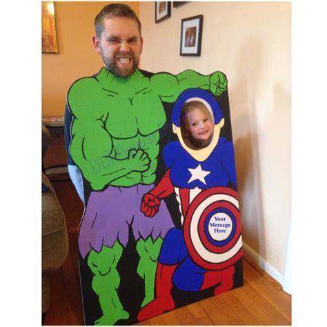 Custom Superhero Duo Cutout Double Face Hole Standup Foam Board Personalized Hulk And