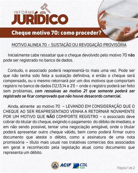 Devolução De Cheque Motivo 70 Braincp