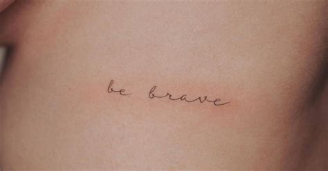 Be Brave Lettering Tattoo On The Rib