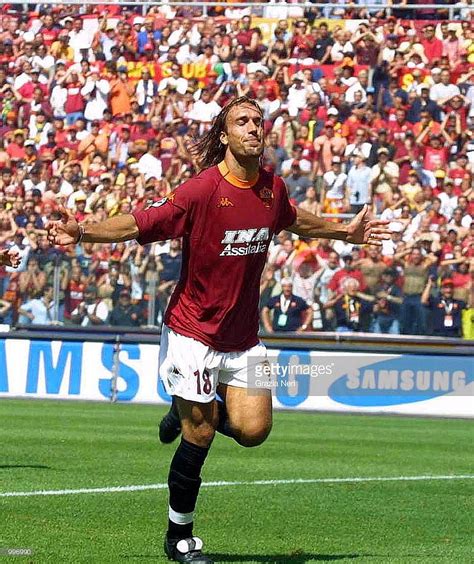 Free Download Gabriel Batistuta Of Roma Celebrates Montella S Goal During The Serie Gabriel