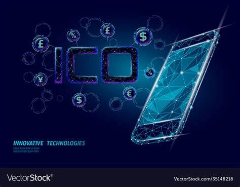 Initial Coin Offering Ico Letters Technology Vector Image