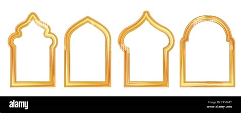 Illustration Of Arabic Islamic Style Golden Frame Design For Greetings