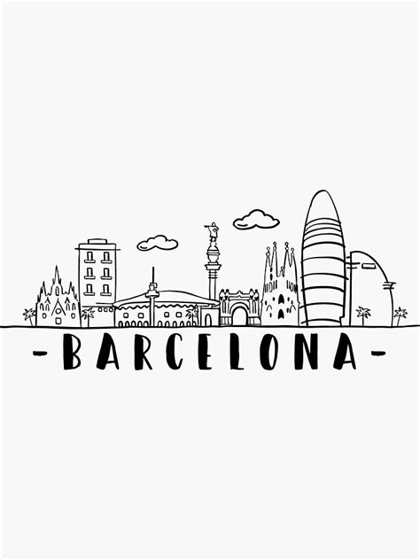 Barcelona Skyline Travel sticker by DuxDesign | Redbubble. Barcelona travel inspired design ...