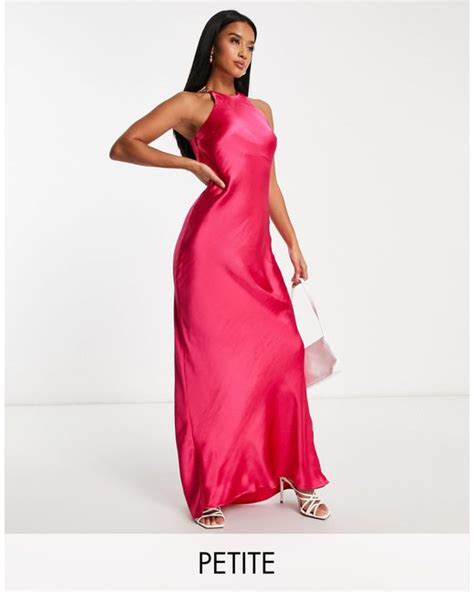 River Island Racer Neck Satin Maxi Dress In Pink Lyst Uk