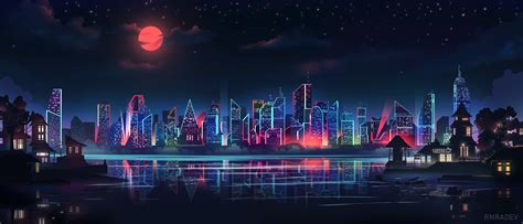 RmRadev Digital Art Artwork Illustration City Cityscape Night