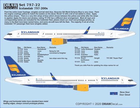 Boeing 757 200 Icelandair New Colors Draw Decal 20 757 22