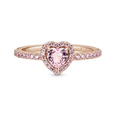 Pandora Sparkling Elevated Pink Crystal Heart And Cz Ring 188421c04 48