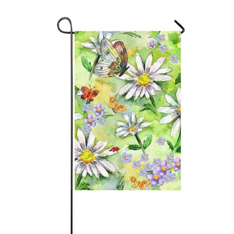 Mypop Floral Flower And Butterfly Garden Flag Banner 12 X 18 Inch
