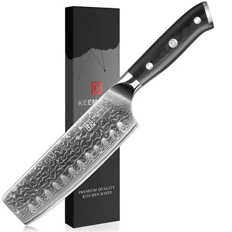 Keemake Damascus Japanese Nakiri Knife Inch Professional Extra