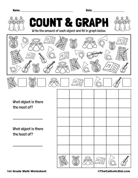 Count & Graph Catholic Themed Worksheet - TheCatholicKid.com