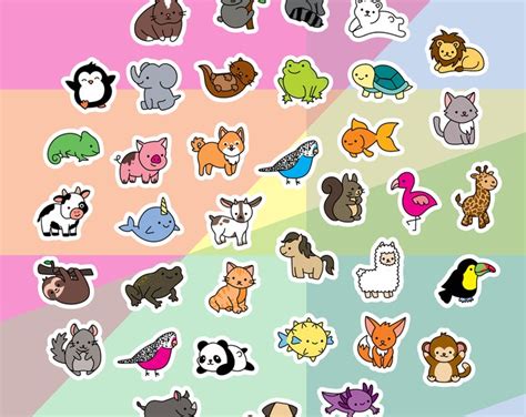 Animal Stickers Pack of 37 - Etsy