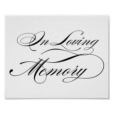 Black Elegant Calligraphy Script In Loving Memory Poster Zazzle In