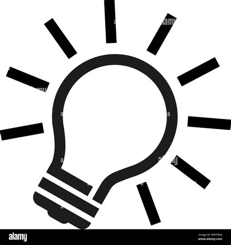 Glowing Light Bulb Black And White Vector Illustration Stock Vector