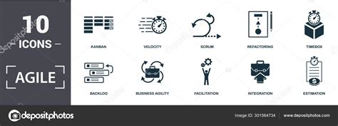 Agile Icon Set Contain Filled Flat Backlog Business Agility