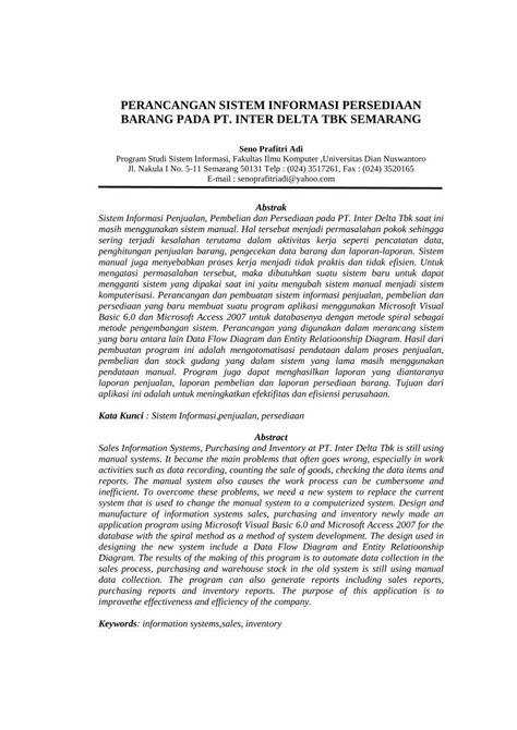 Pdf Perancangan Sistem Informasi Persediaan Barang Eprintsdinusacid152531jurnal15260