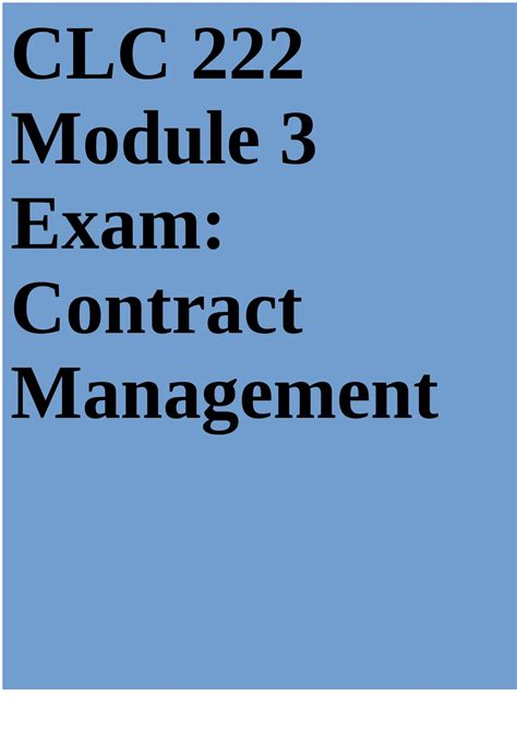 CLC 222 Module 3 Exam Contract Management 100 Questions And Answers