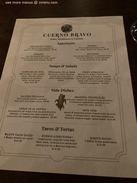 Menu At Cuerno Bravo Steakhouse Tacoma