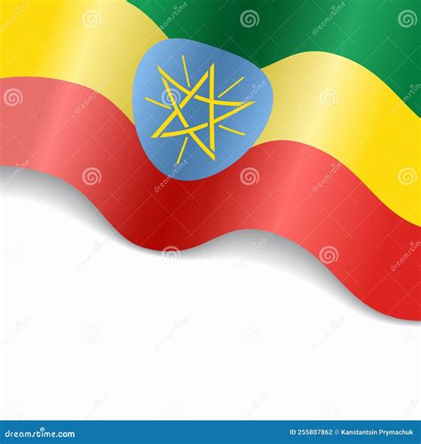 Ethiopian Flag Wavy Abstract Background Vector Illustration Stock