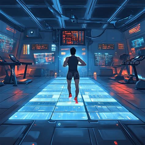 Intense Futuristic Exercise Routine In Ai Powered Virtual Training