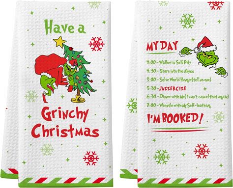 Funny Christmas Kitchen Towels 2 Pack Holiday Collection Dish Towels